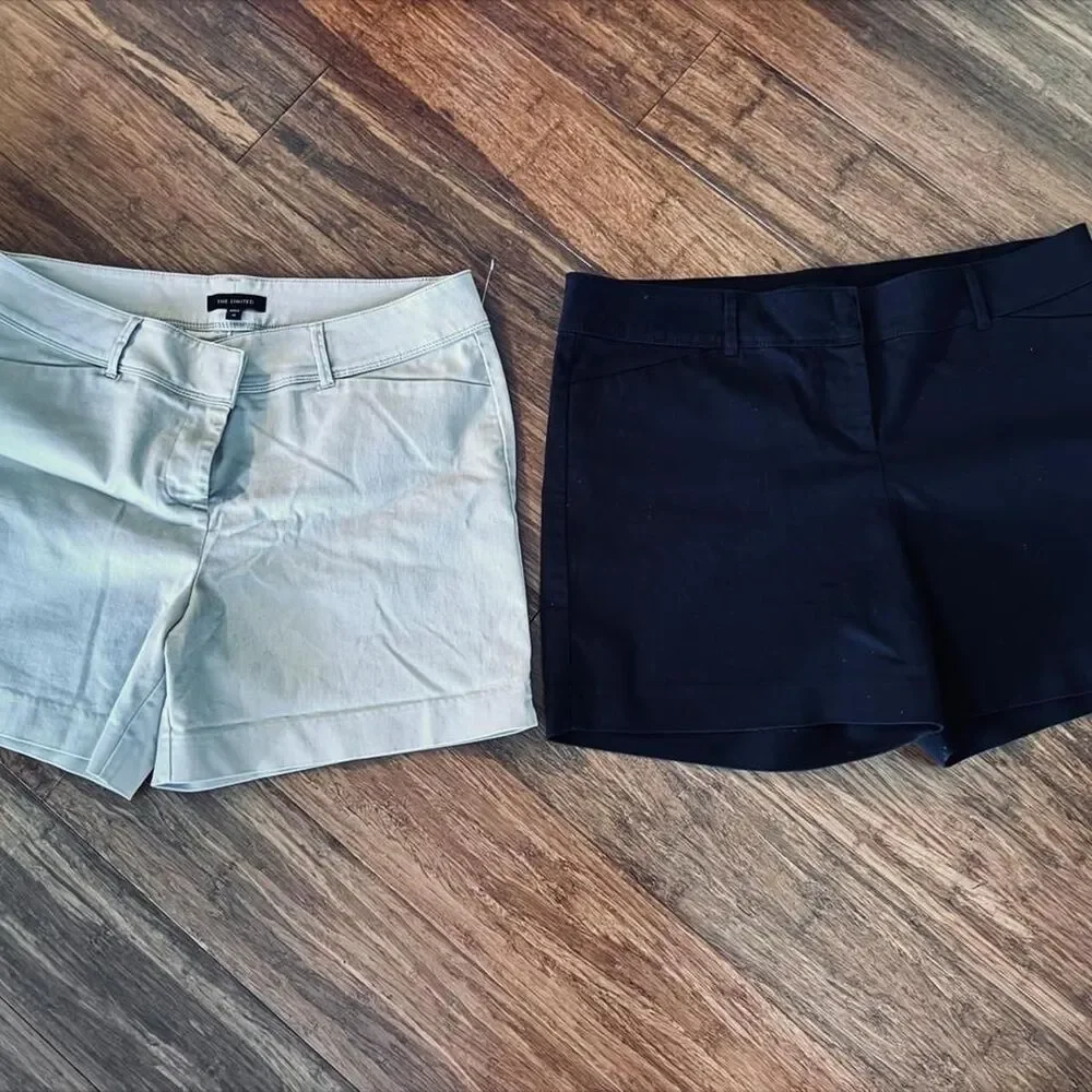 2x Set The limited Women's Black & Tan Cream Tailored Shorts